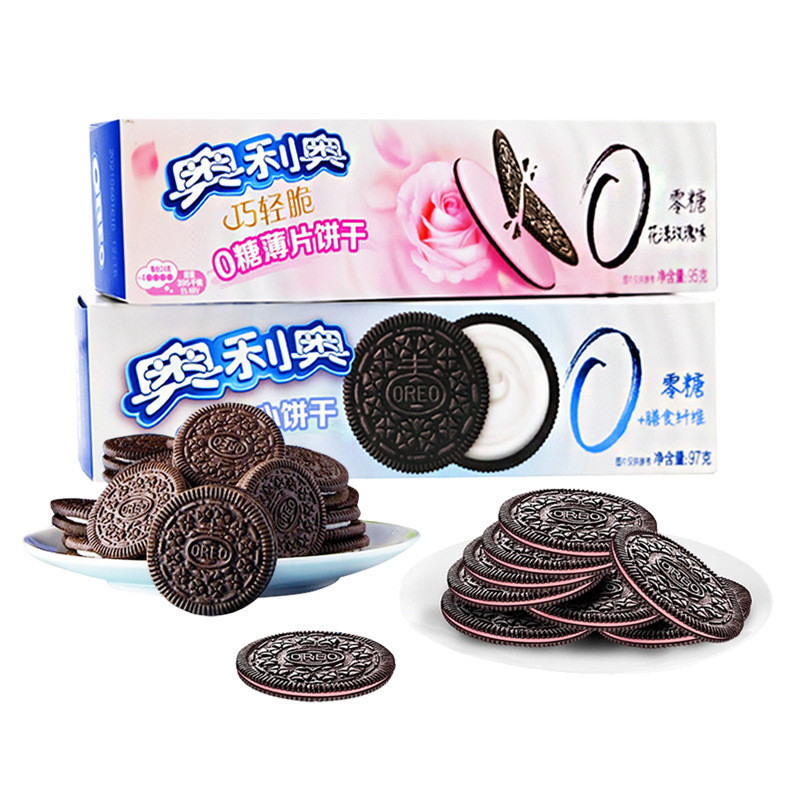 Yiz Oreo 0 Sugar Zero Sugar Sandwich Bánh quy 95g Đồ ăn nhẹ thông thường 97g Hoa hồng nguyên bản