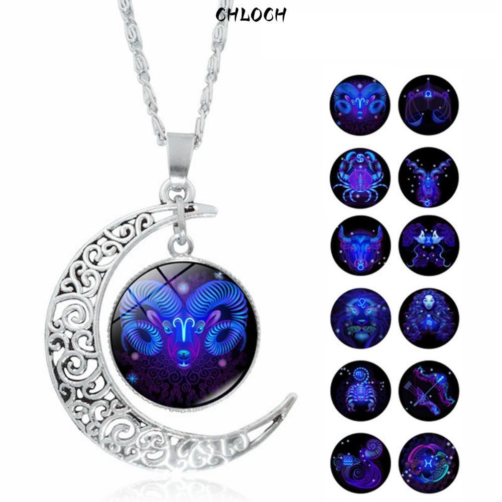 CHLOCH 12 Chòm Sao Mặt Trăng Vòng Cổ, Mặt Dây Chuyền Nhân Mã Bọ Cạp Thời Trang 12 Vòng Cổ Cung Hoàng