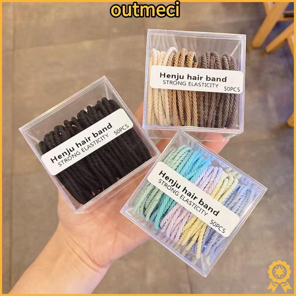 OUTMECI 50 Dây Buộc Tóc, Dây Buộc Tóc Màu Kẹo, Dây Buộc Tóc Twill Co Giãn Mạnh Mẽ Dễ Thương