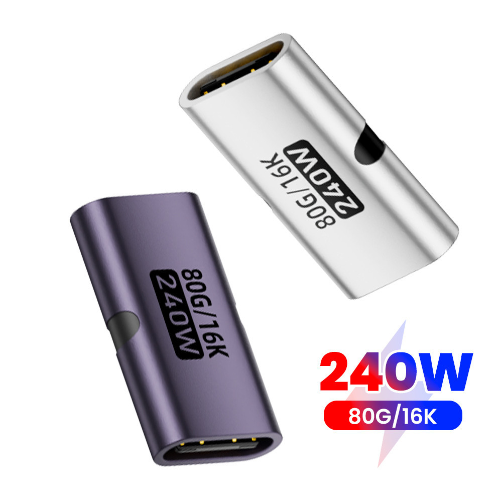 Elough 240W Type C Female sang Type C Female Adapter Sạc siêu nhanh Truyền dữ liệu Đầu nối cáp 16K