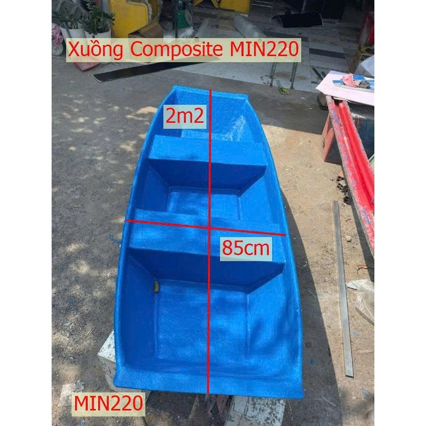 Xuồng composite dã ngoại và câu cá nhựa composite MIN220, chở được 2 người lớn, tải trong 220 ký - Đ