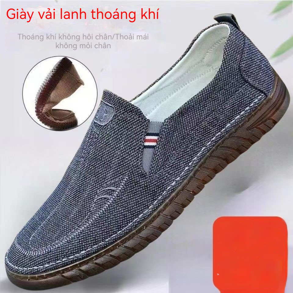 🇻🇳Giày Nam Đế Bằng Vải Thoáng Khí Xỏ Chân Dễ Dàng Phong Cách Tối Giản Nhẹ Chân Hàng Có Sẵn