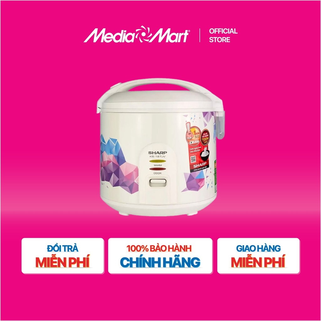 [SieuthiMediaMart] Nồi cơm điện 1.8L Sharp KS-18TJV BH chính hãng-Ship0đ