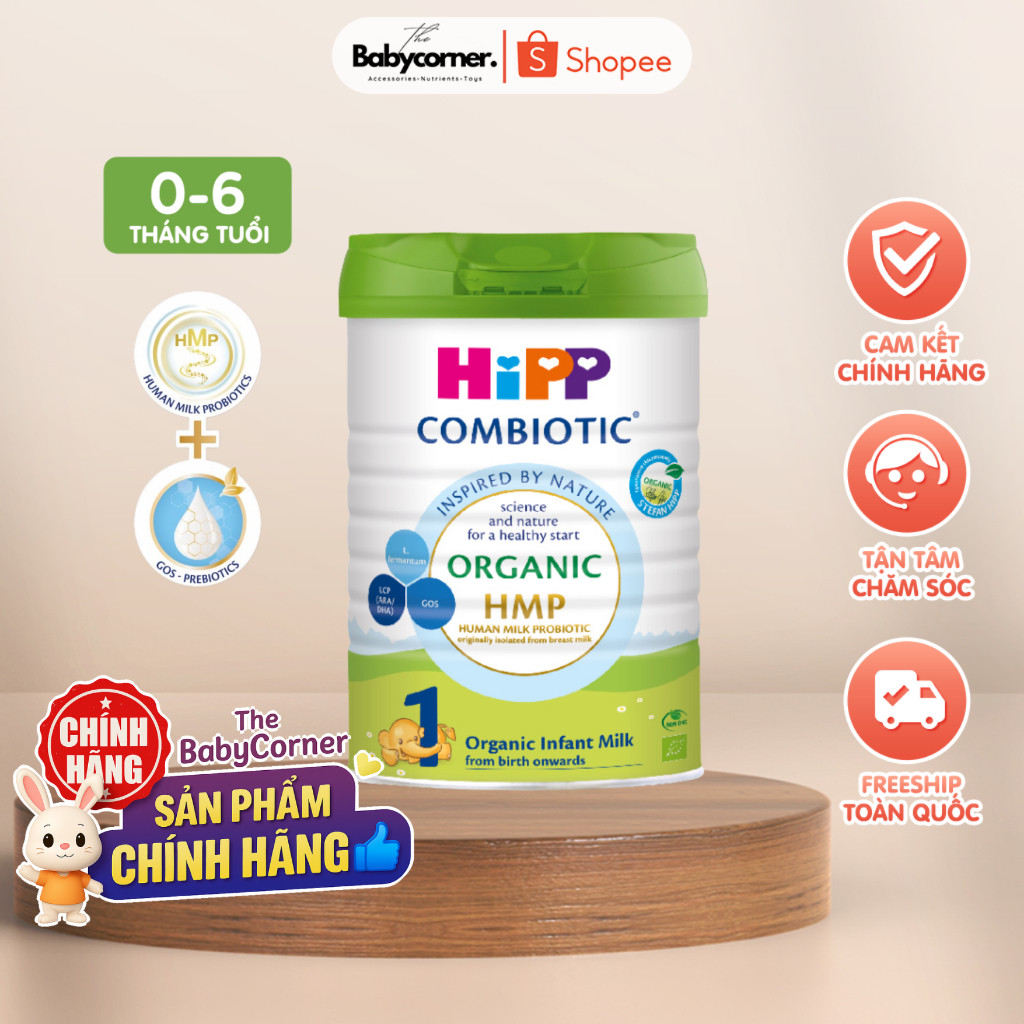 [Chính Hãng] Dinh dưỡng HiPP 1 Organic Combiotic 800g – Hữu cơ chuẩn Châu Âu – Dành cho bé 0–6 tháng
