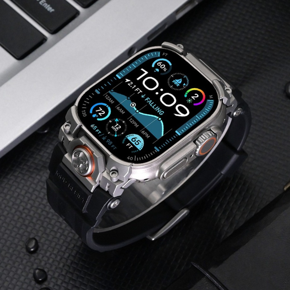 Dây đeo kim loại silicon cho IWatch Ultra 3 49mm Thể thao nam Vòng đeo tay bằng thép không gỉ cho Iw
