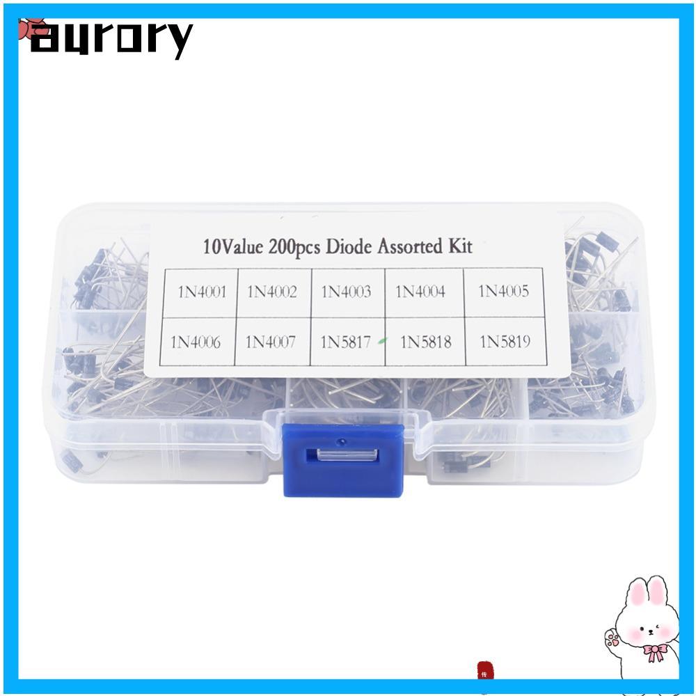 Bộ phân loại Diode chỉnh lưu AURORY 200 CÁI, 200 chiếc Bộ điện tử 1N4001 ~ 1N4007, Hộp lưu trữ bền 1