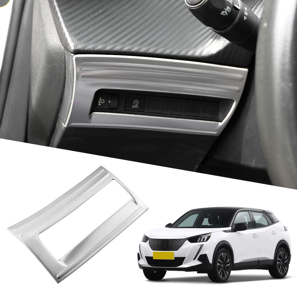 Thép không gỉ cho Peugeot 2008 2019-2023 E2008 2020-2022 208 E208 2020-2025 LHD Đèn Pha Swich Bảng Đ