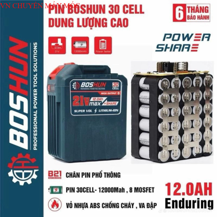 Pin 30 Cell Chính Hãng Boshun Dung Lượng Cao Mạch 8 mosfet - chân pin phổ thông makita - = vn Chuyên