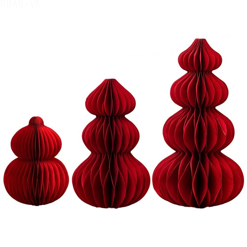 Set of 2 Folding Tree Decorations for Spring Festival Home Party Red Cardboard
