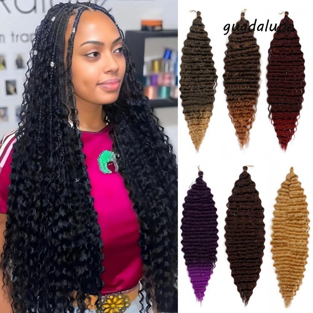 GUADALUPE1 Deep Wave Crochet Hair, Ombre Afro Curls Passion Twist Braid Hair Extension, Fluffy Water