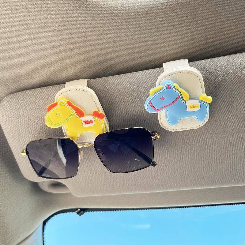 Cute Pony Car Glasses Clip Car Inner Sun Visor Sunglasses Sunglasses Clip Car Multifunction Storage 