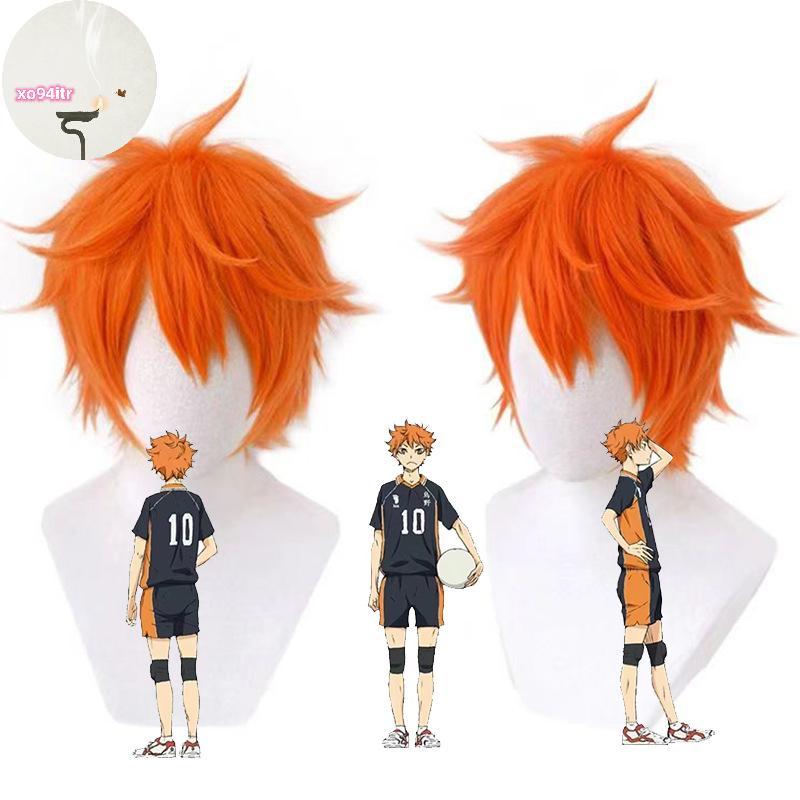 XOITR Hinata Shoyo Cosplay Tóc Giả 25cm Ngắn Cam Tóc Anime Shoyo Hinata Tóc Giả Chịu Nhiệt Tổng Hợp 