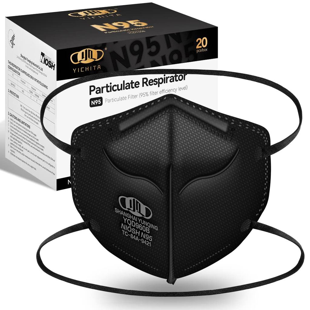 Khẩu trang N95 NIOSH được phê duyệt 20 gói, Mặt nạ phòng độc hạt N95 Universal Fit - Bọc riêng lẻ, Đ