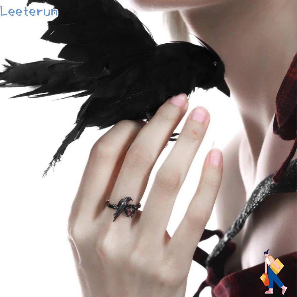 LEETERUN Sylus Crow Cosplay Nhẫn - Raven Thiết Kế Đỏ & Đen, Nhẫn Điều Chỉnh Được