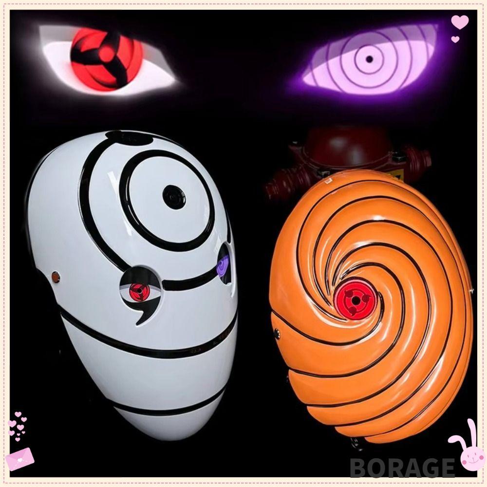 BORAG Glowing Naruto, Sasuke Obito Cosplay Sharingan Face Cover, 2025 Tobi Full Face Role Play White