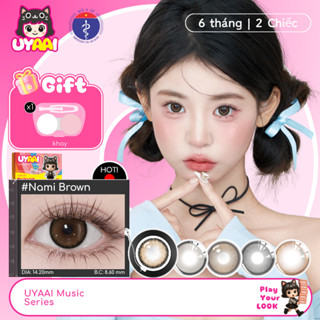  UYAAI 1 Cặp Kính Áp tròng MCK1 Màu Nâu nami 0.00 Độ 14.2~14.5mm Big Eyes Gray Lens 