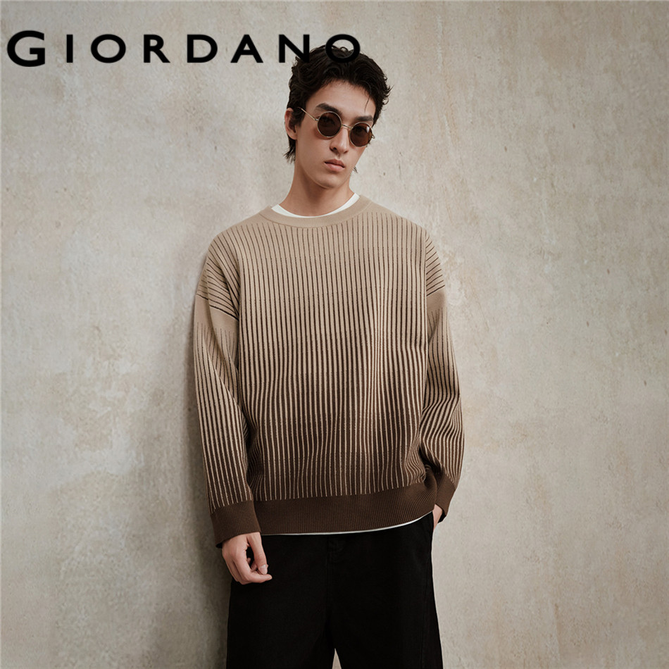 GIORDANO MEN Gradient vertical stripe loose sweater 18055709