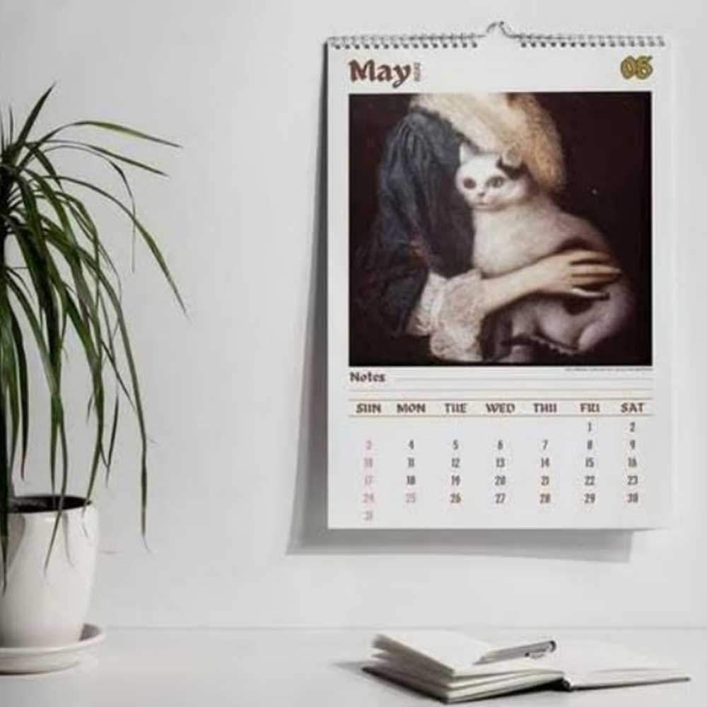 Wall Calendar 2026, Hangable Design 2026 Charming Cat Calendar, Cute Monthly Calendars Funny Cat Art