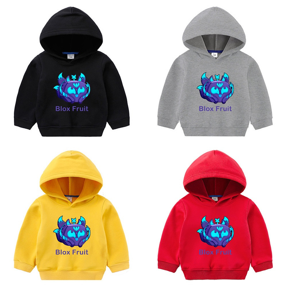 Gll Kitsune Fruit Blox Fruit Áo Hoodie trẻ em Đơn giản Hoạt hình giản dị Áo khoác bé trai và bé gái 