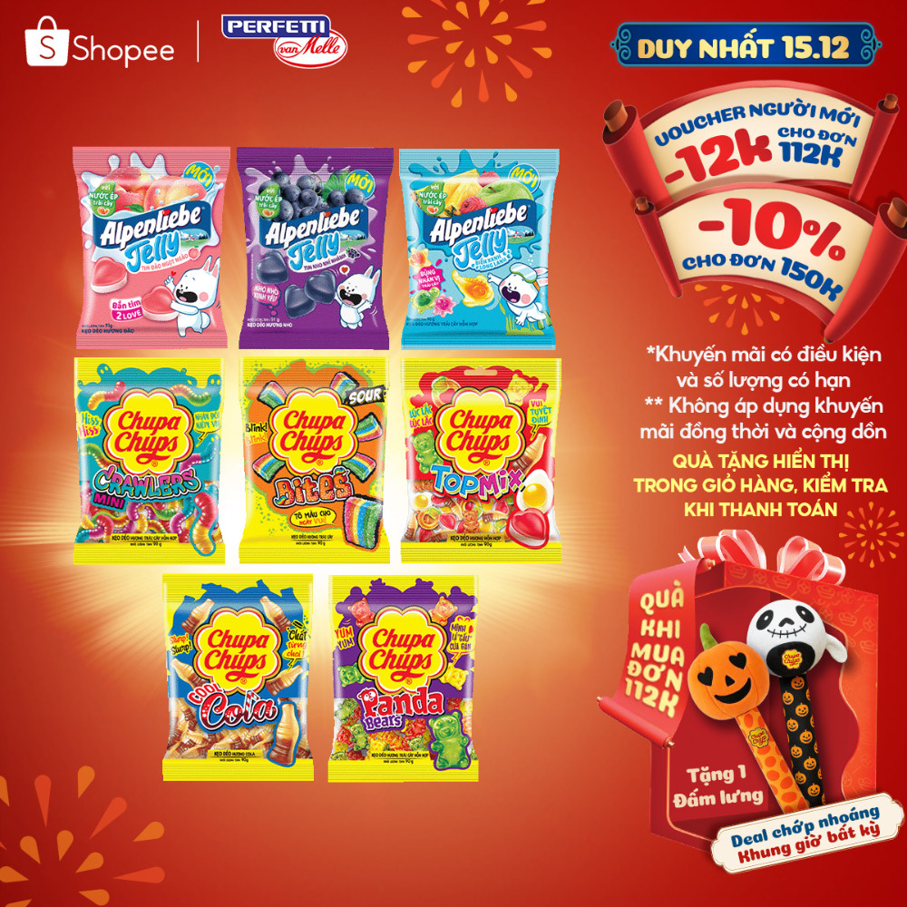  COMBO MIX vị kẹo dẻo 90g Chupa Chups và Alpenliebe 