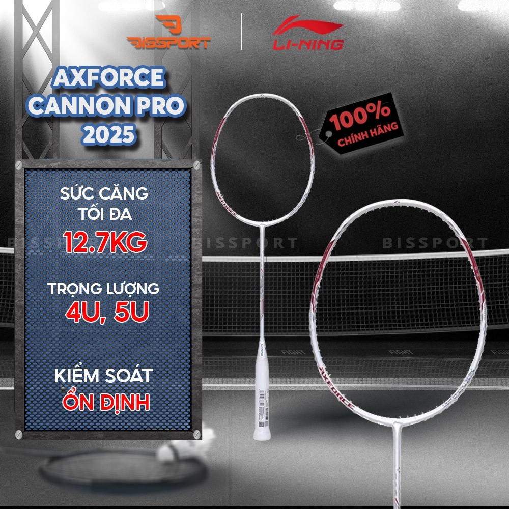 Vợt Cầu Lông Lining Axforce Canon Pro 2025 Chính Hãng - Màu Trắng - Thiên Công - Toàn Diện - Bền Bỉ 