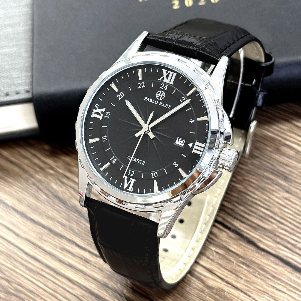 Đồng hồ nam dây da PABLO RAEZ dạ quang chống nước lịch sự đơn giản đồng hồ nữ