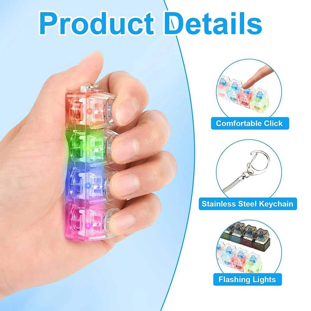 Keyboard Fidget Toy with LED Light Keyboard Fidget Keychain 4-in-1 Keyboard Decompression Button Toy