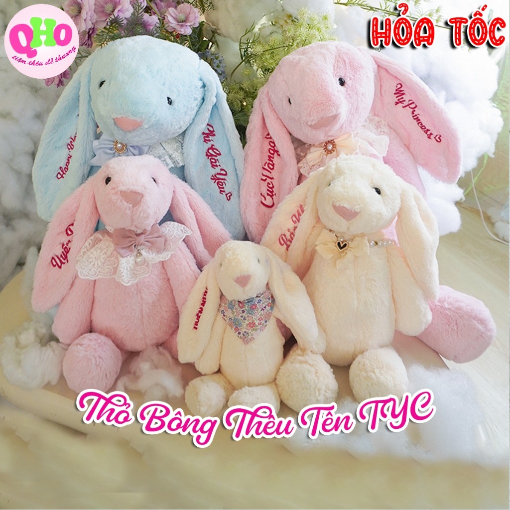 Thỏ Bông Jellycat Thêu Tên, Gấu Bông Thêu Tên - Lông Dày, Quà Sinh Nhật, Nhiều Size, Giao 1-2 Ngày H