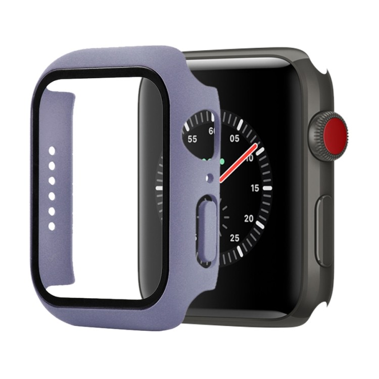Ốp bảo vệ PC chống sốc + Kính cường lực có hộp đóng gói cho Apple Watch Series 3 & 2 & 1 42mm (Tím n