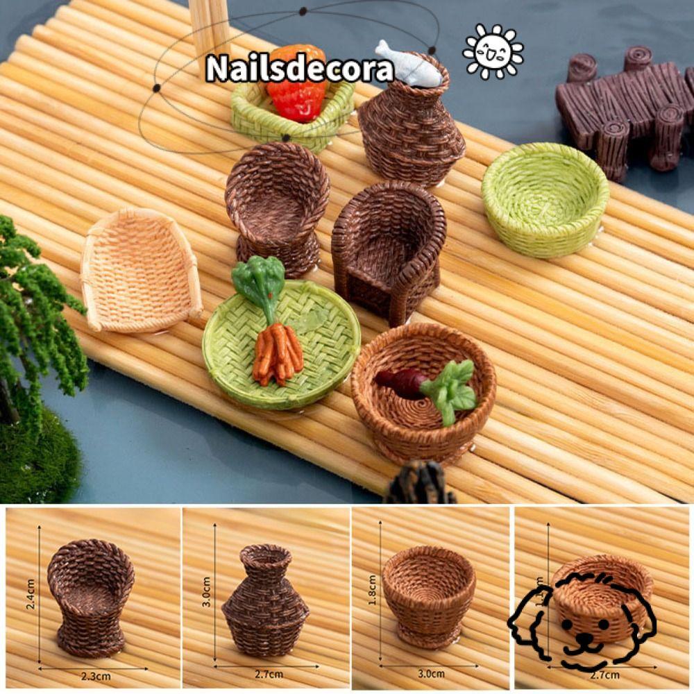 NAILS 2 Chiếc Nhà Búp Bê Nội Thất Thu Nhỏ, Ghế Rổ Tre Nhựa 2-4cm, Mini Multistyles Nhà Búp Bê Mô Phỏ