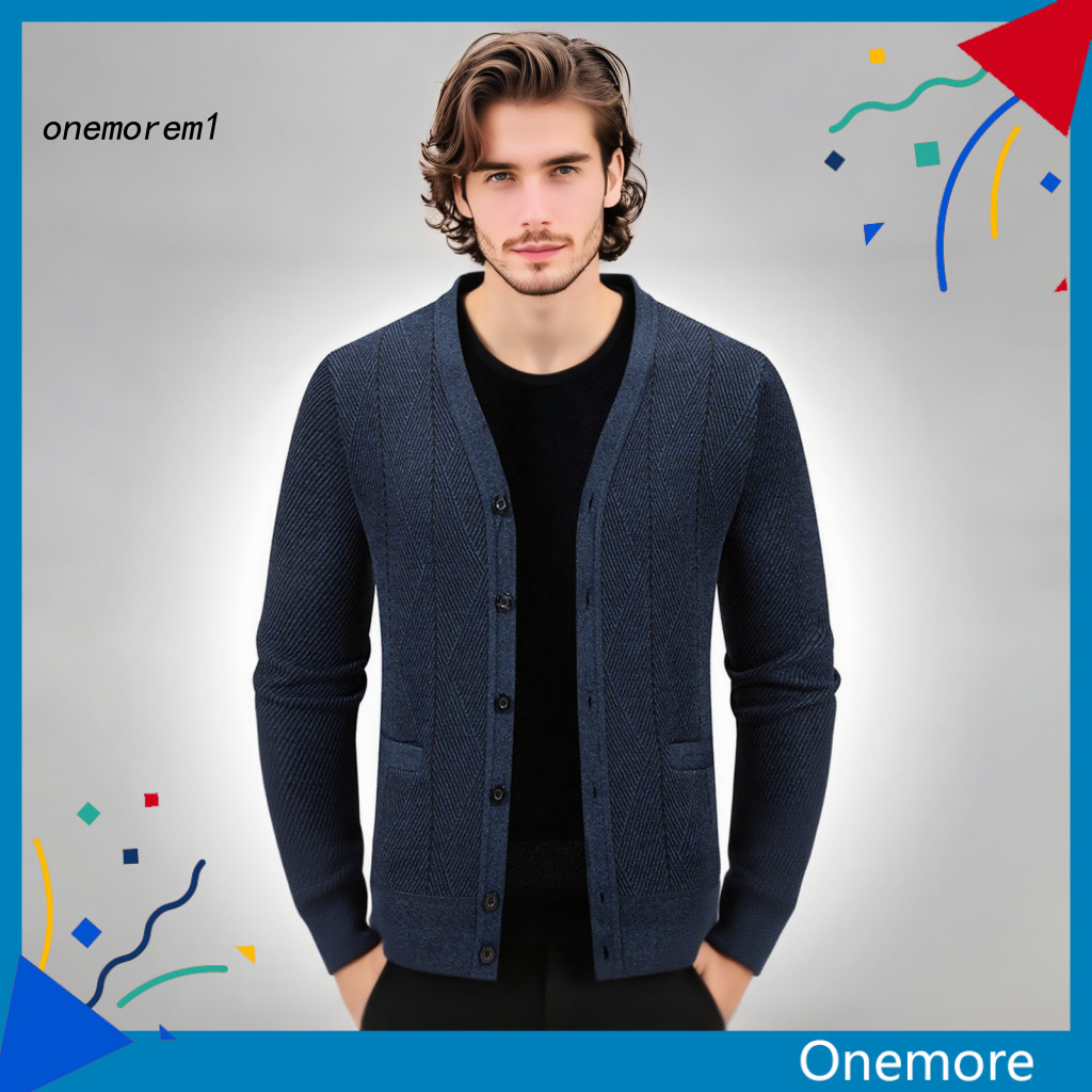 ONEM Đan Cardigan Nam Dệt Kim Cardigan Nam Dệt Kim Cổ Chữ V Áo Len Cardigan Áo Khoác Có Nút Túi Dài 
