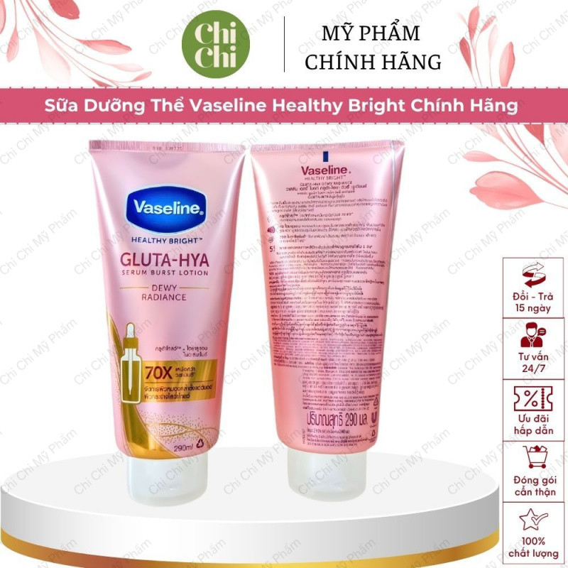 Sữa Dưỡng Thể Vaseline 70X Hồng Thái Lan - Kem Body Kích Trắng Da Dewy Radiance Căng Bóng Mịn Màng M