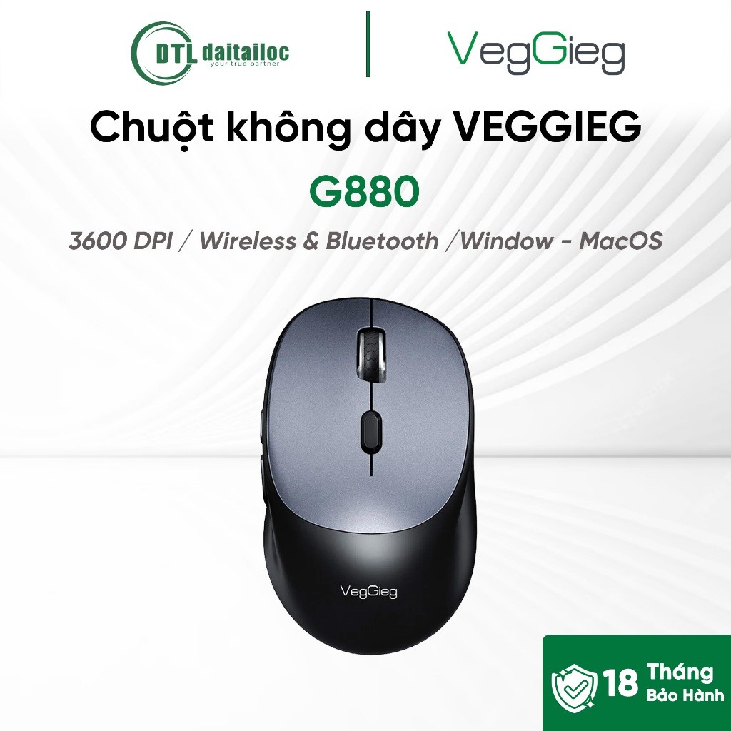 Chuột Không Dây VEGGIEG Wireless & Bluetooth G880 | Chính Hãng | Bảo Hành 18 Tháng