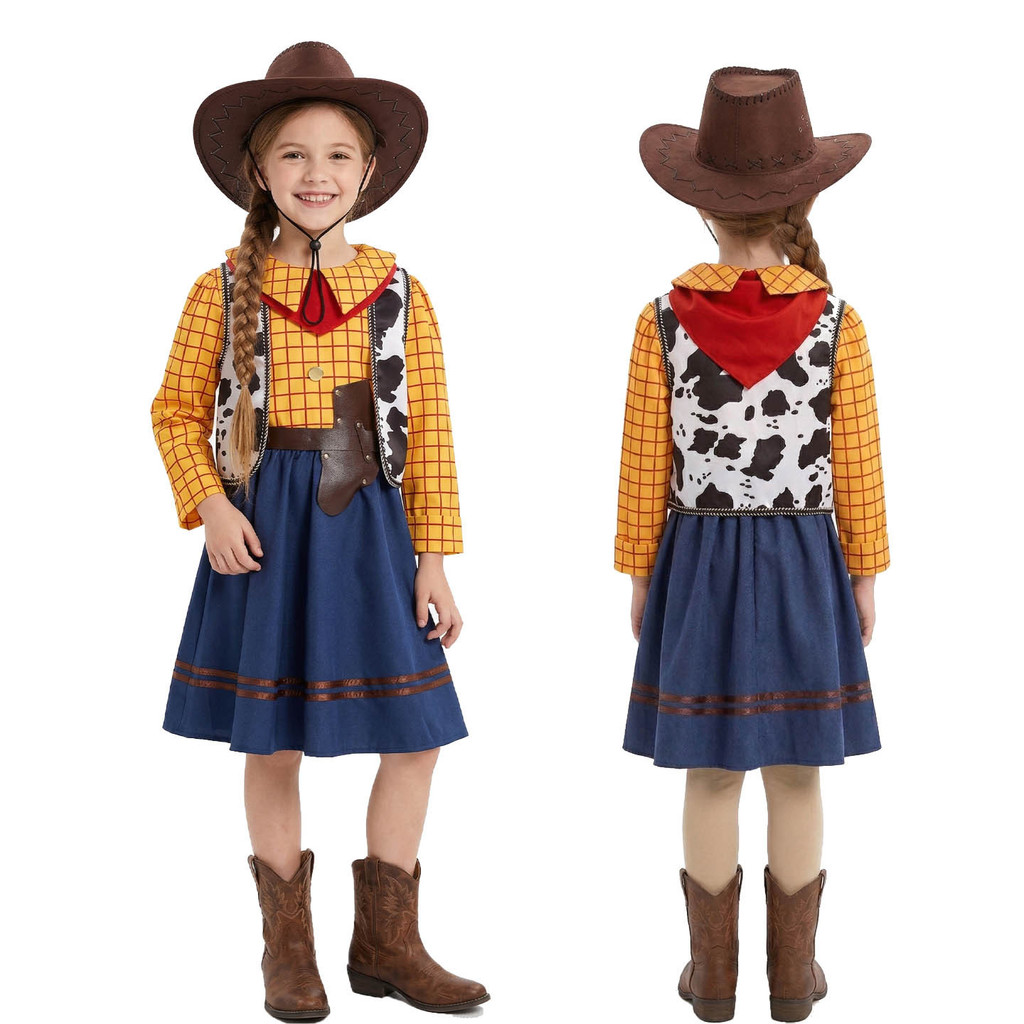 Câu Chuyện Đồ Chơi Halloween 2 Woody Cosplay Bé Gái Woody Dài Tay Đầm Cao Bồi Trình Diễn