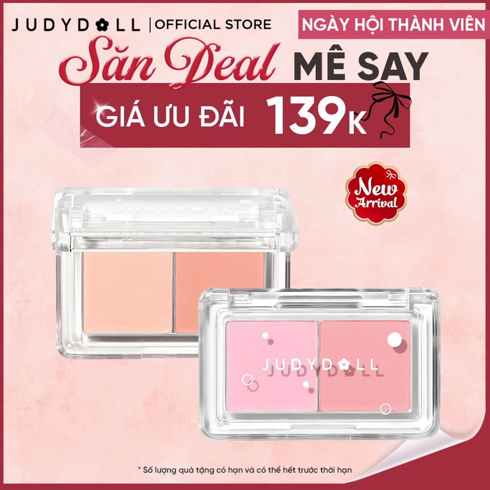 [MỚI] Phấn Má Hồng 02 Ô JUDYDOLL Dual Color Blush Mịn lì Chuẩn Màu Dễ Tán Bắt sáng lì 3,9g