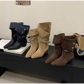   Thảo Em - B610  Bốt  boot  cao cổ nữ 2 kiểu đi phong cách da mềm lót lông thỏ ấm  QCCC  