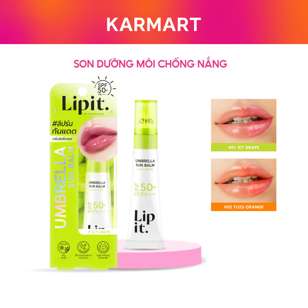 Son Dưỡng Môi Chống Nắng Có Màu LIP IT SPF50+ PA++++ 8g Hỗ Trợ Dưỡng Ẩm Và Bảo Vệ Môi Umbrella Sun Balm