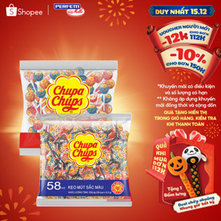  Kẹo mút Chupa Chups Hương trái cây hỗn hợp  Gói 60 que  kẹo mút tô màu lưỡi hương Dâu và Cola  Gói 58 que  