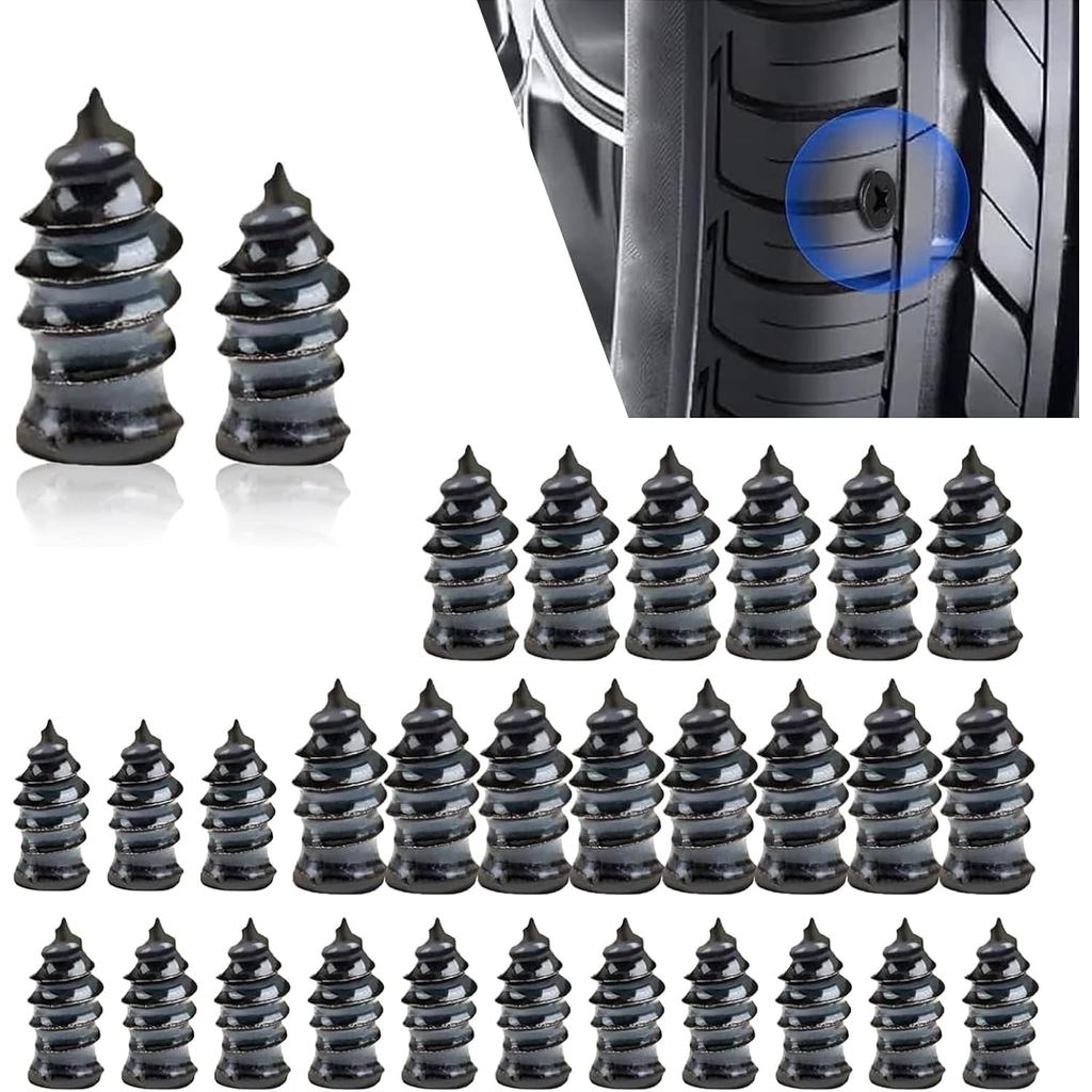 30 CÁI Móng tay sửa chữa lốp, Lốp chân không tự phục vụ Sửa chữa nhanh Móng vít cao su, Bộ phích cắm vít phù hợp chặt chẽ tự khai thác chống nước, Công cụ kỳ diệu đâm thủng di động đa năng (Đen)