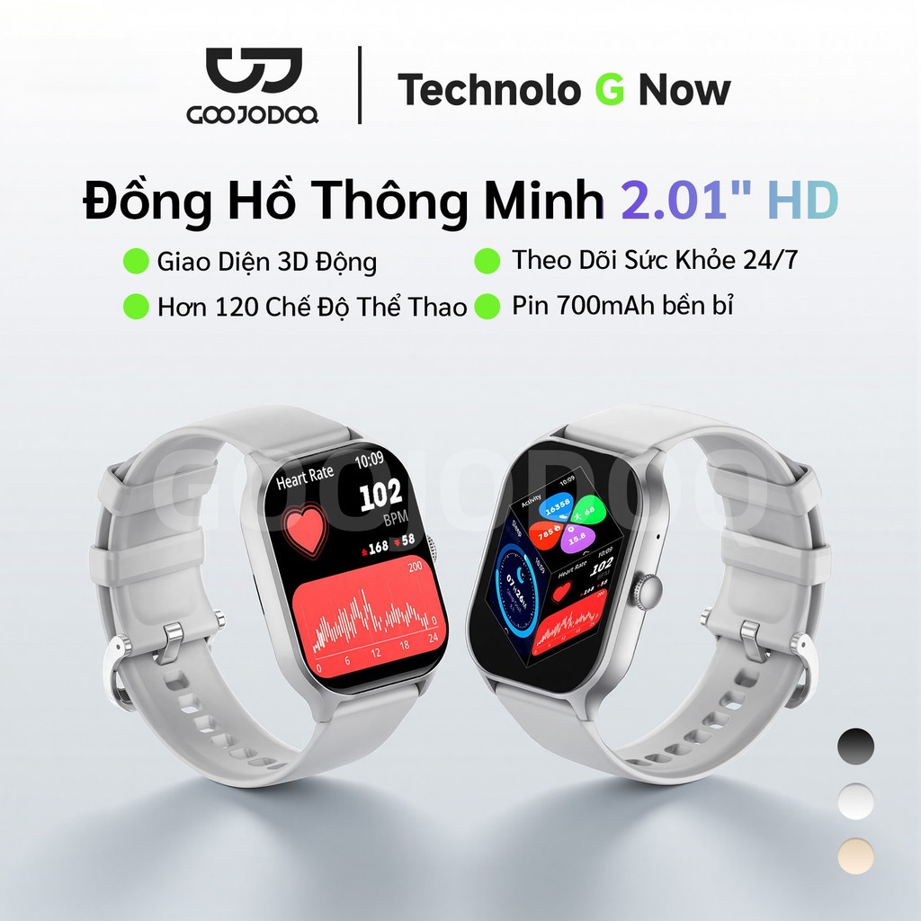 Đồng hồ thông minh GOOJODOQ 700mAh sở hữu màn hình HD 2.01 inch tính năng theo dõi sức khỏe cả ngày giao diện lập thể 3D | BigBuy360 - bigbuy360.vn