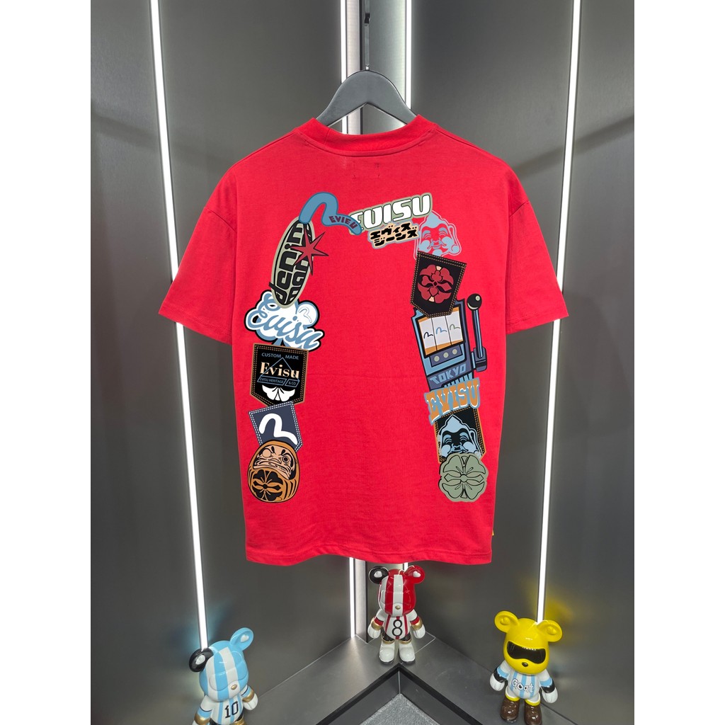 Evisu / Thần Tài 2026 Cổ Tròn Cổ Điển Áo Thun Ngắn Tay Nam Nữ logo In Chữ Phong Cách Đường Phố Cổ Tr