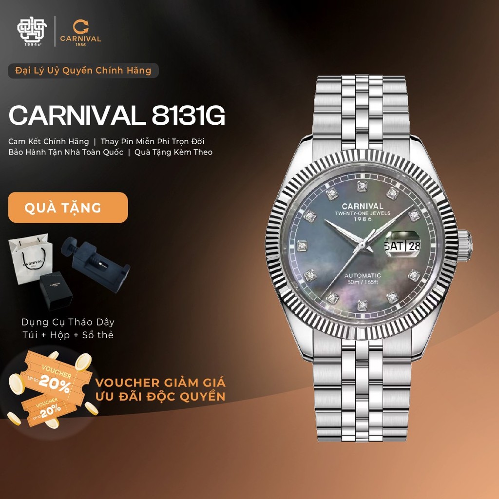 Đồng Hồ Nam Carnival 8131G-VT-DK Hàng Chính Hãng 1994s WATCH
