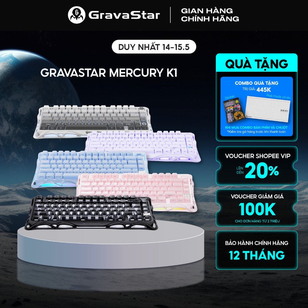 Bàn phím Gaming Gravastar Mercury K1 - Hàng chính hãng - Bảo hành 12 tháng