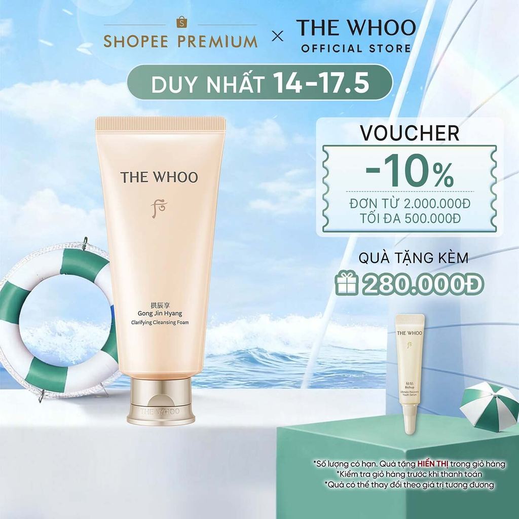 [THE WHOO OFFICIAL] Sữa rửa mặt bọt mịn sạch sâu và dưỡng ẩm THE WHOO Gongjinhyang Clarifying Cleansing Foam 180ml