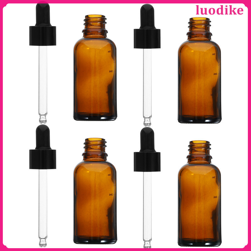 4 Chai mẫu thủy tinh có thể bóp thiết yếu Mini Liquid Amber Dropper Travel