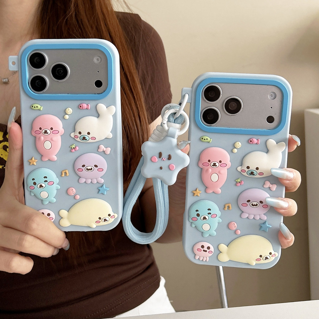 Dành Cho iPhone 17 15 16 PRO MAX Ốp Lưng Hoạt Hình Bean Sesame Seal Apple 17promax Vỏ Điện Thoại 17p