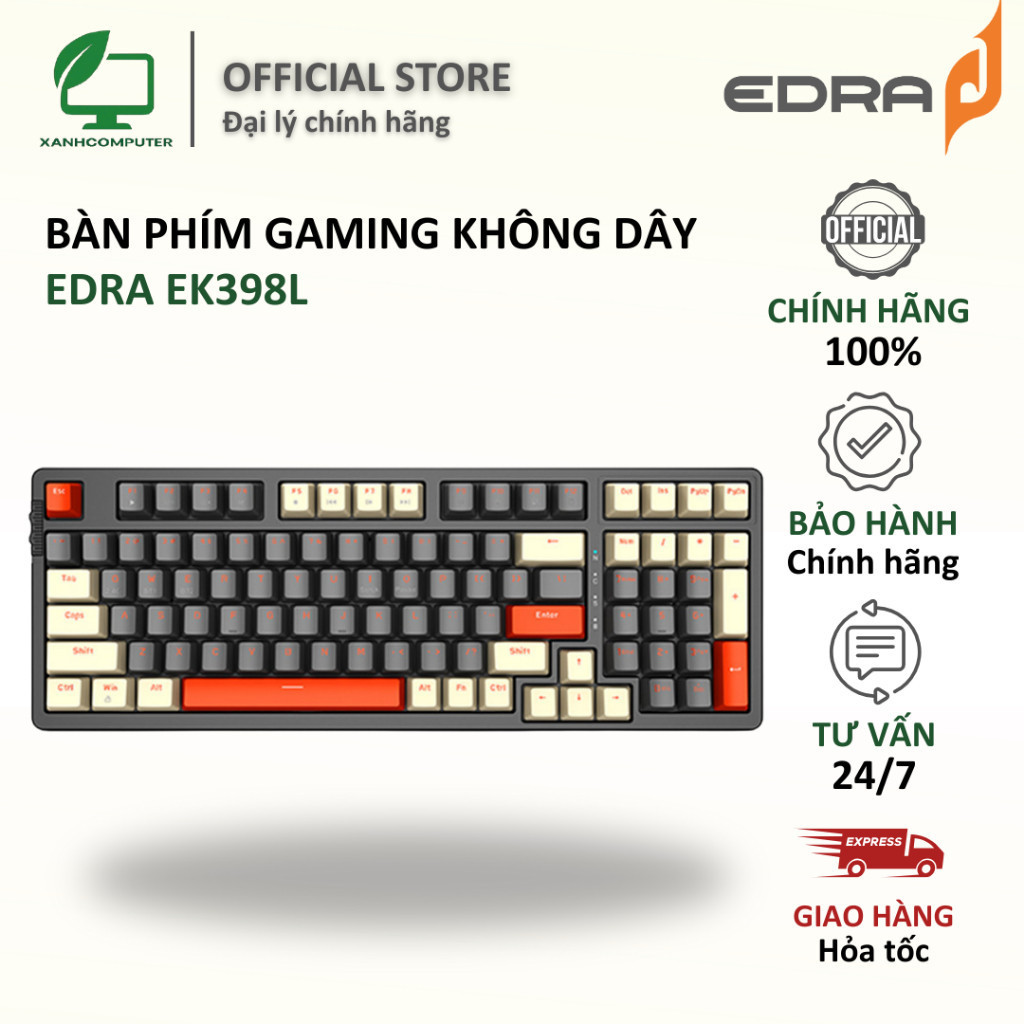 Bàn phím Gaming không dây EDRA EK398L