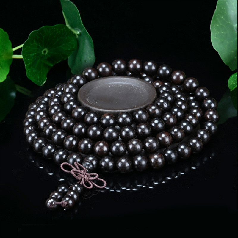 8mm Phật Hạt Mân Côi Hạt Cặp Đôi Phong Cách Gỗ Đàn Hương Đỏ Vòng Tay Trang Sức 1.0 108 Vòng Tay Da Đ