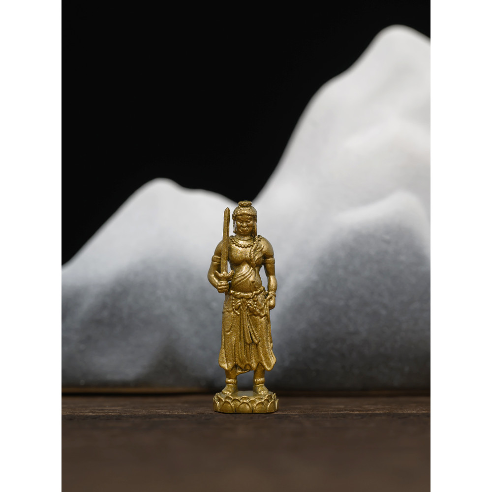 Thực hành đơn giản Fudo Bodhisattva Đồ trang trí Fudo Mingwang Bồ Tát Gà Di Động Tượng Phật Mini Tin