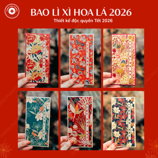  Bao lì xì 2026  Set 48 Cái  Lì xì bộ hoa lá Tết Bính Ngọ chất liệu giấy C150 màu in sắc nét 